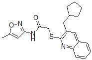 CAS#: 606113-86-4, 2-[[3-(Cyclopentylmethyl)-2-Quinolinyl]Thio]-N-(5-Methyl-3-Isoxazolyl)-Acetamide