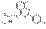CAS 登录号：606131-75-3， 2-[[2-(4-氟苯基)-8-甲基-4-喹唑啉基]硫代]-N-(异丙基)-乙酰胺