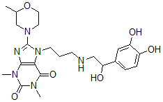 CAS#: 62402-02-2, 7-[3-[[2-(3,4-Dihydroxyphenyl)-2-Hydroxyethyl]Amino]Propyl]-8-(2-Methylmorpholino)Theophyline
