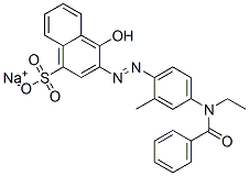 CAS 登录号：6245-59-6， 3-[[4-(苯甲酰基乙基氨基)-2-甲基苯基]偶氮]-4-羟基萘-1-磺酸钠