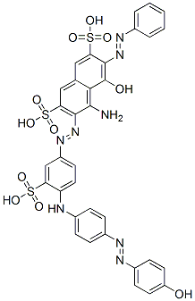 CAS 登录号：62570-24-5， 4-氨基-5-羟基-3-[[4-[[4-[(4-羟基苯基)偶氮]苯基]氨基]-3-磺基苯基]偶氮]-6-(苯基偶氮)萘-2,7-二磺酸