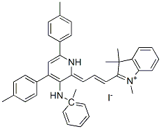 CAS#: 62609-83-0, 1,3,3-Trimethyl-2-[3-[1-Methylanilino-4,6-Di-P-Tolyl-1H-Pyridin-2-Ylidene]Prop-1-Enyl]-3H-Indolium Iodide