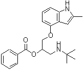 CAS 登录号：62658-63-3， [1-[(叔丁基氨基)甲基]-2-[(2-甲基-1H-吲哚-4-基)氧基]乙基]苯甲酸酯