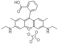CAS 登录号：62669-66-3， 9-(2-羧基苯基)-3,6-二(乙基氨基)-2,7-二甲基呫吨鎓高氯酸盐