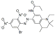 CAS 登录号：63134-10-1， N-[6-[(2-溴-4,6-二硝基苯基)偶氮]-1-乙基-1,2,3,4-四氢-2,2,4-三甲基喹啉-7-基]丙酰胺
