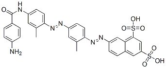 CAS 登录号：63216-82-0， 7-[[4-[[4-[(4-氨基苯甲酰)氨基]-2-甲基苯基]偶氮]-2-甲基苯基]偶氮]-1,3-萘二磺酸