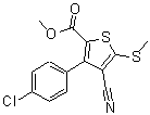 CAS 登录号：63244-05-3， 3-(4-氯苯基)-4-氰基-5-(甲硫基)-2-噻吩羧酸甲酯