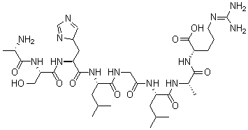CAS 登录号：63555-63-5， L-丙氨酰-L-丝氨酰-L-组氨酰-L-亮氨酰甘氨酰-L-亮氨酰-L-丙氨酰-L-精氨酸