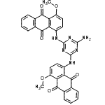 CAS 登录号：6370-82-7， 1,1'-[(6-氨基-1,3,5-三嗪-2,4-二基)二亚胺]二(4-甲氧基-9,10-蒽醌)