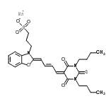 CAS#: 63834-57-1, Sodium 3-[(2Z)-2-[(2E)-4-(1,3-Dibutyl-4,6-Dioxo-2-Thioxotetrahydro-5(2H)-Pyrimidinylidene)-2-Buten-1-Ylidene]-1,3-Benzoxazol-3(2H)-Yl]-1-Propanesulfonate