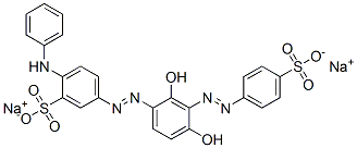 CAS 登录号：6416-67-7， 5-[[2,4-二羟基-3-[(4-磺酸基苯基)偶氮]苯基]偶氮]-2-(苯基氨基)苯磺酸二钠