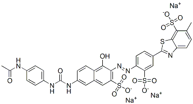 CAS#: 6417-31-8, Trisodium 2-[4-[[6-[[[[4-(Acetamido)Phenyl]Amino]Carbonyl]Amino]-1-Hydroxy-3-Sulphonato-2-Naphthyl]Azo]-3-Sulphonatophenyl]-6-Methylbenzothiazole-7-Sulphonate