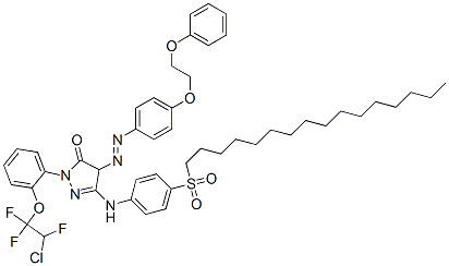 CAS 登录号：64485-21-8， 2-[2-(2-氯-1,1,2-三氟乙氧基)苯基]-5-[[4-(十六烷基磺酰基)苯基]氨基]-2,4-二氢-4-[[4-(2-苯氧基乙氧基)苯基]偶氮]-3H-吡唑-3-酮