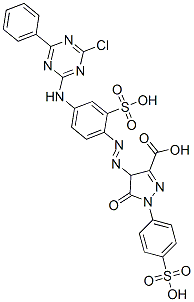 CAS#: 64653-30-1, 4-[[4-[(4-Chloro-6-Phenyl-1,3,5-Triazin-2-Yl)Amino]-2-Sulfophenyl]Azo]-4,5-Dihydro-5-Oxo-1-(4-Sulfophenyl)-1H-Pyrazole-3-Carboxylic Acid