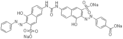 CAS#: 6598-63-6, 4-[2-[1-Hydroxy-6-[[[[5-Hydroxy-6-(2-Phenyldiazenyl)-7-Sulfo-2-Naphthalenyl]Amino]Carbonyl]Amino]-3-Sulfo-2-Naphthalenyl]Diazenyl]-Benzoic Acid Sodium Salt (1:3)