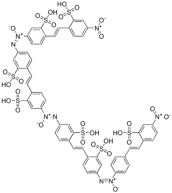 CAS 登录号：66214-55-9， 5-(2-(4-(2-(4-(2-(4-(2-(4-硝基-2-磺基苯基)乙烯基)苯基)-2-氧代偶氮)-2-磺基苯基)乙烯基)-3-磺基苯基)-1-氧代偶氮)-2-(2-(4-(2-(4-(2-(4-硝基-2-磺基苯基)乙烯基)-3-磺基苯基)-2-氧代偶氮)-2-磺基苯基)乙烯基)-苯磺酸