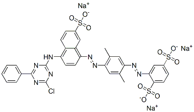 CAS 登录号：66261-70-9， 2-[[4-[[4-[(4-氯-6-苯基-1,3,5-三嗪-2-基)氨基]-7-磺酸基-1-萘基]偶氮]-2,5-二甲基苯基]偶氮]苯-1,4-二磺酸三钠