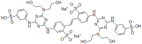 CAS 登录号：66813-34-1， 5-[[4-(二(2-羟基乙基)氨基)-6-[(3-磺酸苯基)氨基]-1,3,5-三嗪-2-基]氨基]-2-[(E)-2-[4-[[4-(二(2-羟基乙基)氨基)-6-[(3-磺酸苯基)氨基]-1,3,5-三嗪-2-基]氨基]-2-磺酸-苯基]乙烯基]苯磺酸二钠