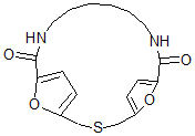 CAS 登录号：67364-54-9， 22,23-二氧杂-3-硫杂-10,17-二氮杂三环[17.2.1.15,8]二十三碳-5,7,19,21(1)-四烯-9,18-二酮