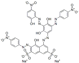 CAS 登录号：67786-23-6， 5-[[2,4-二羟基-3-[(2-羟基-5-硝基苯基)偶氮]-5-[(4-硝基苯基)偶氮]苯基]偶氮]-4-羟基-3-[(4-硝基苯基)偶氮]萘-2,7-二磺酸二钠