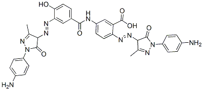 CAS#: 67827-63-8, 2-[[1-(4-Aminophenyl)-4,5-Dihydro-3-Methyl-5-Oxo-1H-Pyrazol-4-Yl]Azo]-5-[[3-[[1-(4-Aminophenyl)-4,5-Dihydro-3-Methyl-5-Oxo-1H-Pyrazol-4-Yl]Azo]-4-Hydroxybenzoyl]Amino]Benzoic Acid