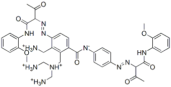 CAS 登录号：67827-86-5， P,P'-二[[1-[(O-甲氧基苯胺基)羰基]-2-氧代丙基]偶氮]苯甲酰苯胺,四(氨基甲基)衍生物
