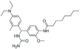CAS 登录号：67846-44-0， N-[4-[[(氨基羰基)氨基][4-(二乙基氨基)-2-甲基苯基]甲基]-2-甲氧基苯基]辛酰胺