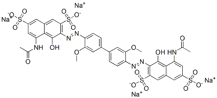 CAS#: 67906-44-9, Tetrasodium 3,3'-[(3,3'-Dimethoxy[1,1'-Biphenyl]-4,4'-Diyl)Bis(Azo)]Bis[5-(Acetylamino)-4-Hydroxynaphthalene-2,7-Disulphonate]