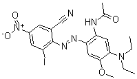 CAS 登录号：68214-78-8， N-[2-[(2-氰基-6-碘-4-硝基苯基)偶氮]-5-(二乙基氨基)-4-甲氧基苯基]-乙酰胺