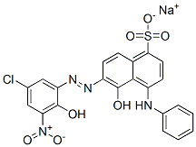 CAS 登录号：68227-64-5， 4-苯胺基-6-[(5-氯-2-羟基-3-硝基苯基)偶氮]-5-羟基萘-1-磺酸钠