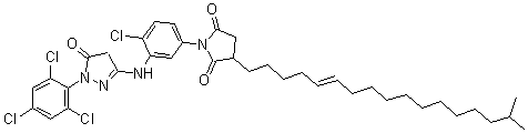 CAS 登录号：68240-17-5， 1-[4-氯-3-[[4,5-二氢-5-氧代-1-(2,4,6-三氯苯基)-1H-吡唑-3-基]氨基]苯基]-3-异十八碳烯-1-基-2,5-吡咯烷二酮