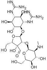 CAS 登录号：6835-00-3， N,N'-二(氨基亚胺甲基)-4-O-[2-O-(2-脱氧-2-甲基氨基-alpha-L-吡喃葡萄糖基)-3-C-甲酰基-alpha-L-来苏呋喃糖基]-D-链霉胺