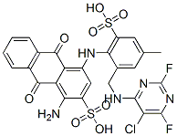 CAS#: 68413-53-6, 1-Amino-4-[[2-[[(5-Chloro-2,6-Difluoro-4-Pyrimidinyl)Amino]Methyl]-4-Methyl-6-Sulphophenyl]Amino]-9,10-Dihydro-9,10-Dioxoanthracene-2-Sulphonic Acid