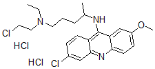 CAS 登录号：68725-63-3， N1-(2-氯乙基)-N4-(6-氯-2-甲氧基吖啶-9-基)-N1-乙基戊烷-1,4-二胺二盐酸盐