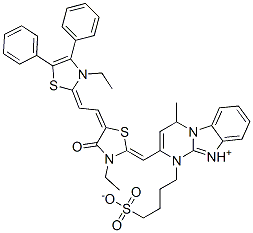 CAS#: 68758-82-7, 2-[[3-Ethyl-5-[(3-Ethyl-4,5-Diphenyl-(3H)-Thiazol-2-Ylidene)Ethylidene]-4-Oxothiazolidin-2-Ylidene]Methyl]-4-Methyl-1-(4-Sulphonatobutyl)Pyrimido[1,2-a]Benzimidazolium