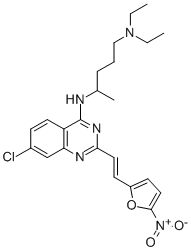 CAS 登录号：69258-64-6， 7-氯-4-(4-(二乙基氨基)-1-甲基丁基氨基)-2-(2-(5-硝基呋喃基)乙烯基)-喹唑啉