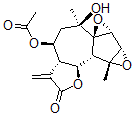 CAS 登录号：69684-72-6， (3aR,6aS)-3abeta,5,6,7abeta,7bbeta,8a,8bbeta,8calpha-八氢-4beta-乙酰氧基-6beta-羟基-6,8abeta-二甲基-3-亚甲基-4H-二环氧乙烷并[1,8a:2,3]薁并[4,5-b]呋喃-2(3H)-酮