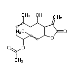 CAS#: 69745-81-9, 4-Hydroxy-6,10-dimethyl-3-methylene-2-oxo-2,3,3a,4,5,8,9,11a-octahydrocyclodeca[b]furan-9-yl acetate