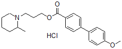 CAS#: 69766-24-1, 4'-Methoxy-[1,1'-Biphenyl]-4-carboxylic acid 3-(2-methyl-1-piperidinyl)propyl ester hydrochloride