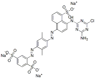 CAS 登录号：70210-13-8， 2-[[4-[[4-[(4-氨基-6-氯-1,3,5-三嗪-2-基)氨基]-5-磺酸基萘基]偶氮]-2,5-二甲基苯基]偶氮]苯-1,4-二磺酸三钠