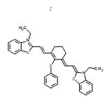 CAS#: 70446-12-7, 3-Ethyl-2-{(E)-2-[(3E)-3-[(2Z)-2-(3-ethyl-1,3-benzothiazol-2(3H)-ylidene)ethylidene]-2-(phenylsulfanyl)-1-cyclohexen-1-yl]vinyl}-1,3-benzothiazol-3-ium iodide