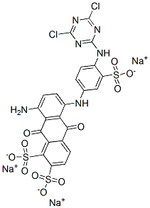 CAS#: 70865-36-0, Trisodium 8-Amino-5-[[4-[(4,6-Dichloro-1,3,5-Triazin-2-Yl)Amino]-3-Sulphonatophenyl]Amino]-9,10-Dihydro-9,10-Dioxoanthracenedisulphonate