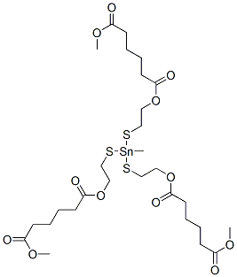 CAS 登录号：70942-28-8， 二甲基11-[[2-[(6-甲氧基-1,6-二氧代己基)氧基]乙基]硫代]-11-甲基-6,16-二氧代-7,15-二氧杂-10,12-二硫杂-11-锡杂二十一烷二酸酯