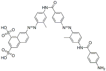 CAS#: 71033-07-3, 7-[[4-[[4-[[4-[(4-Aminobenzoyl)Amino]-2-Methylphenyl]Azo]Benzoyl]Amino]-2-Methylphenyl]Azo]-1,3-Naphthalenedisulfonic Acid