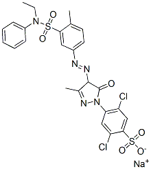CAS#: 71873-38-6, Sodium 2,5-Dichloro-4-[4-[[3-[(Ethylphenylamino)Sulphonyl]-p-Tolyl]Azo]-4,5-Dihydro-3-Methyl-5-Oxo-1H-Pyrazol-1-Yl]Benzenesulphonate