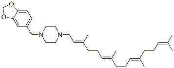 CAS 登录号：72050-88-5， 1-(1,3-苯并二氧戊环-5-基甲基)-4-[(2E,6E,10E)-3,7,11,15-四甲基十六碳-2,6,10,14-四烯基]哌嗪