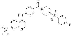 CAS 登录号：72141-57-2， [4-(4-氟苯基)磺酰基哌嗪-1-基]-[4-[[7-(三氟甲基)喹啉-4-基]氨基]苯基]甲酮