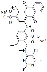 CAS#: 72243-89-1, Disodium 1-Amino-4-[[3-[[(5-Chloro-2,6-Difluoro-4-Pyrimidinyl)Methylamino]Methyl]-4-Methoxysulphonatophenyl]Amino]-9,10-Dihydro-9,10-Dioxoanthracene-2-Sulphonate