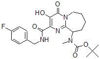 CAS#: 724446-08-6, N-[2-[[[(4-Fluorophenyl)methyl]amino]carbonyl]-4,6,7,8,9,10-hexahydro-3-hydroxy-4-oxopyrimido[1,2-a]azepin-10-yl]-N-methyl-Carbamic acid 1,1-dimethylethyl ester