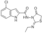 CAS 登录号：72549-07-6， 4-氯-N-(2-乙基亚胺-4-氧代-1,3-噻唑烷-3-基)-1H-吲哚-2-甲酰胺